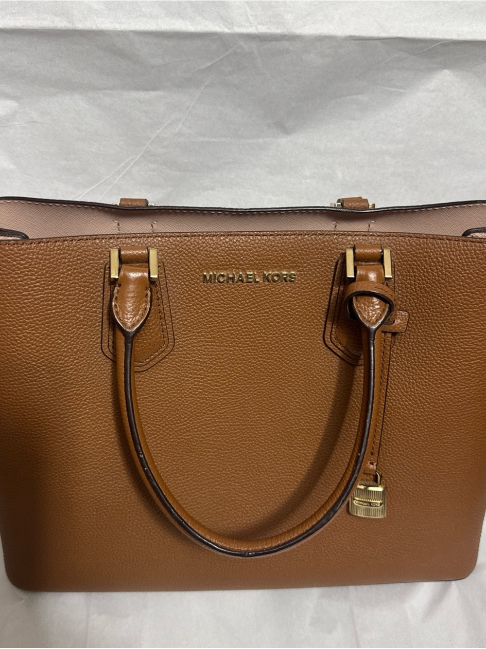 Michael Kors Saddle Brown Pebbled Leather Tote - Picture 4 of 8